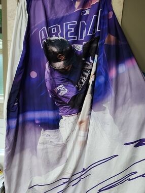Colorado Rockies Purple Baseball Player Duvet Cover